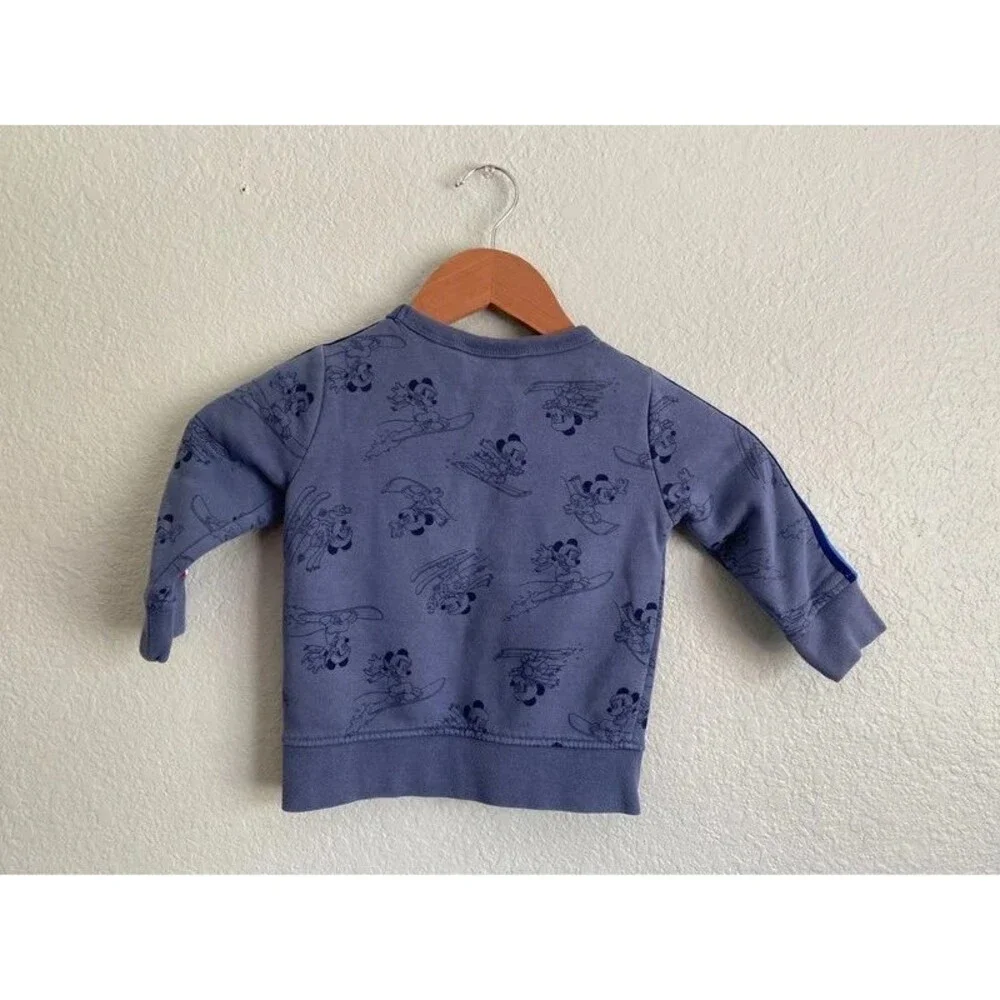 Baby Gap Disney Mickey Mouse Ski Sweatshirt Navy Blue Stripe 18-24M